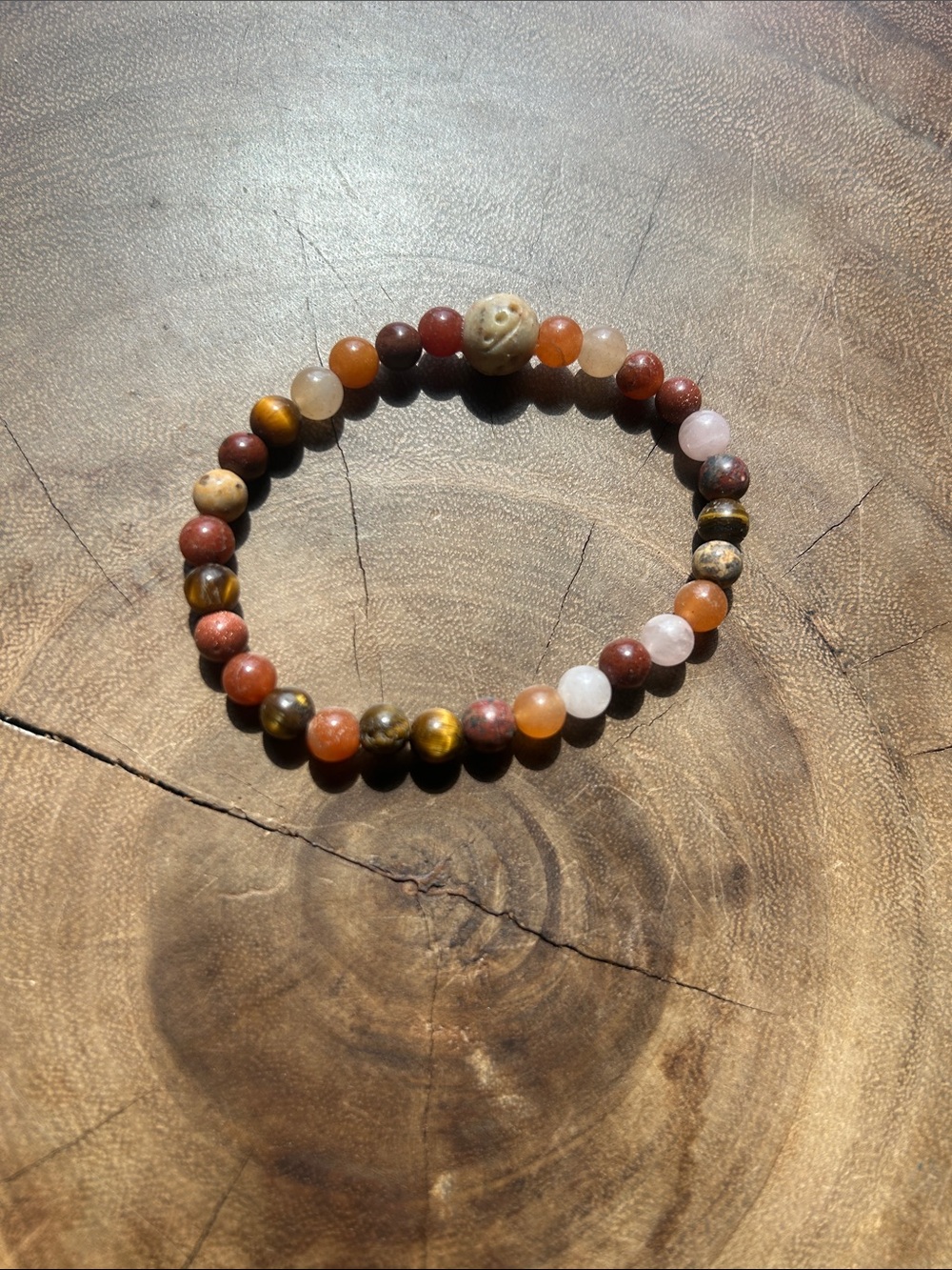 Beaded Multi-Stone Stretch Bracelet - Mixed Earth Tones